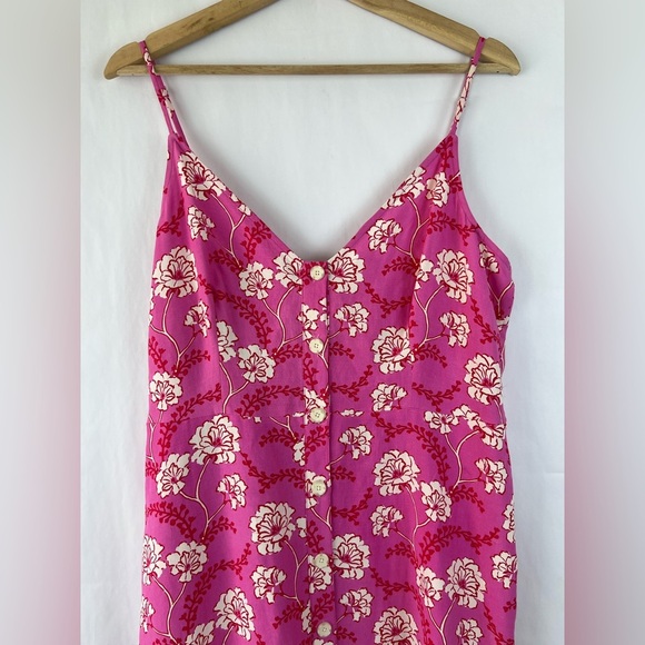 A.L.C. Marissa Shark Bite Hem Silk & Linen Dress Pink Barbiecore size 14 - Picture 3 of 10